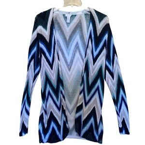 CHICO'S ZIG ZAG OMBRE SWEATER CARDIGAN SZ M (10)‎